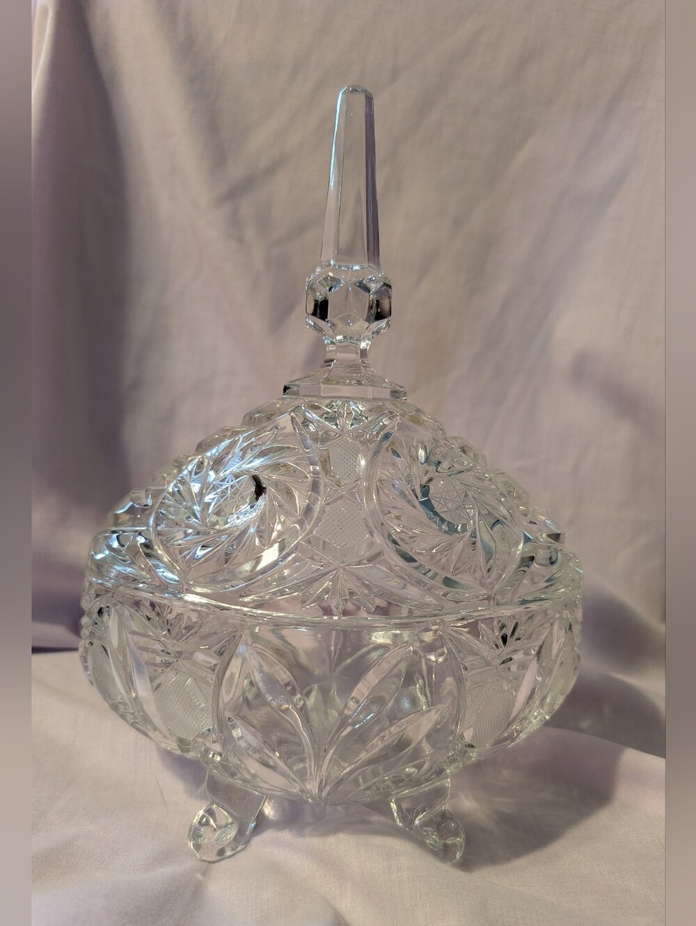 Vintage Crystal Dish With Lid